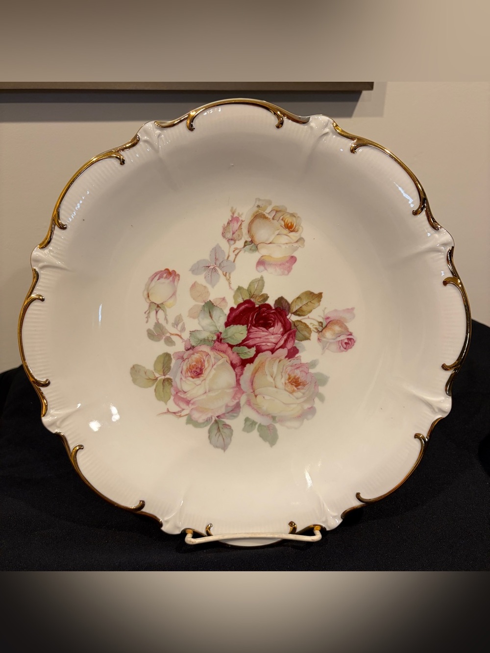 Vtg Schumann Arzberg Germany Bavaria Plate Platter Anti Rose 12” #28 Hand Paint